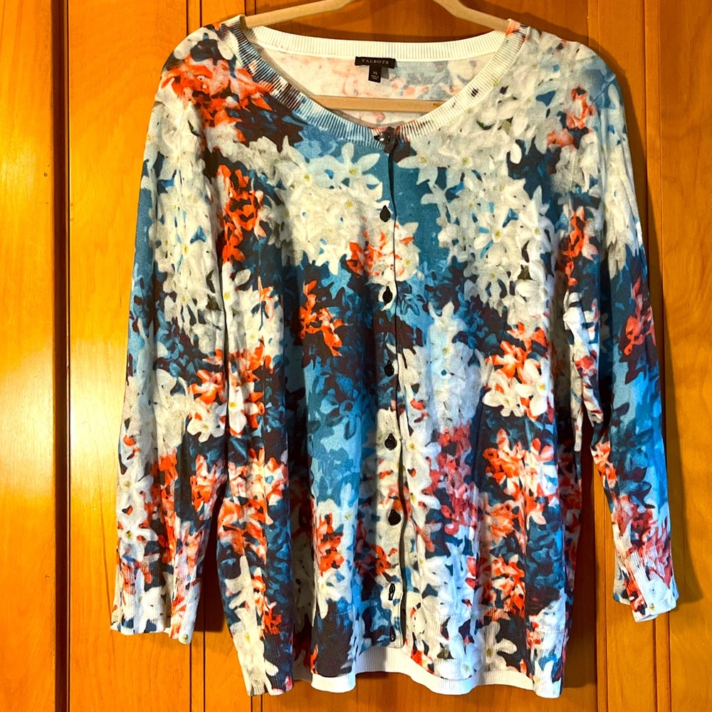 Talbots Floral Cardigan SZ XL